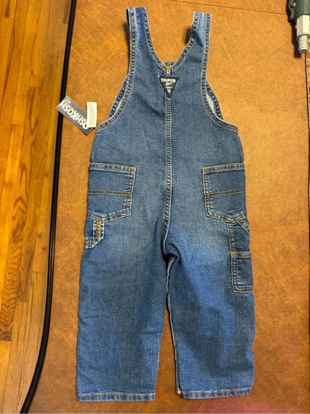 Denim overalls and button down shirt size 24 months